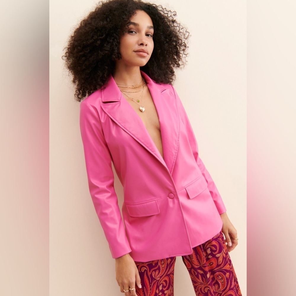 ANTHROPOLOGIE PINK HUTCH VEGAN LEATHER BLAZER SIZE SMALL